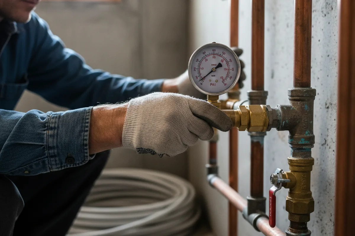 Pressure testing a repaired line during Water Line Repair in Ellsworth